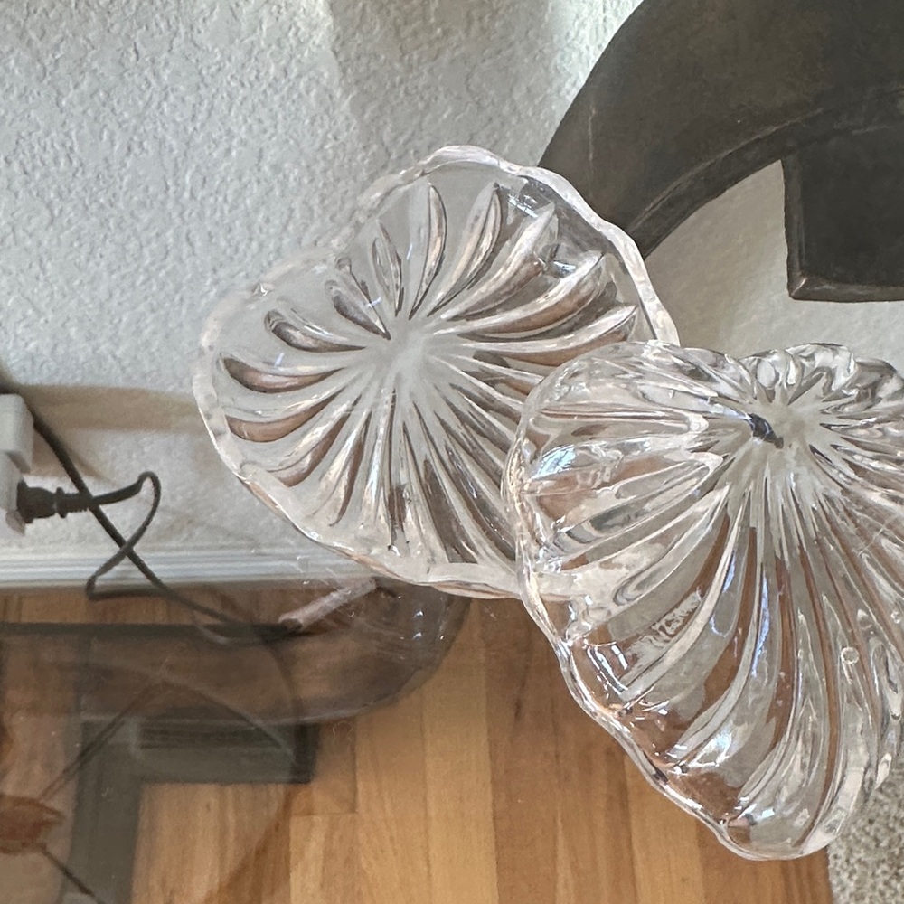 Clear Glass Shell Shaped Trinket Dishes - Set of 2